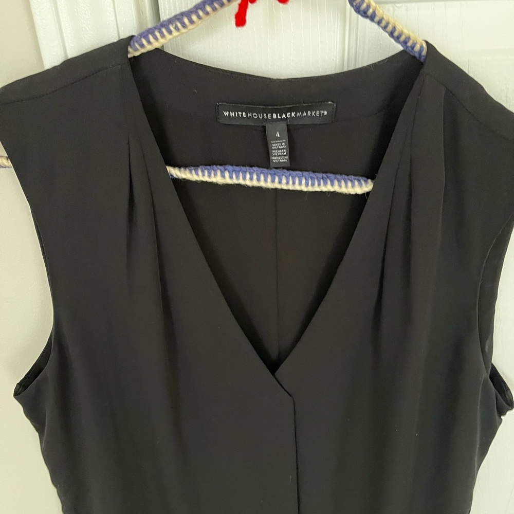 White House Black Market V-Neck Black Blouse Sleeveless - Picture 2 of 10